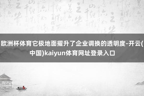欧洲杯体育它极地面擢升了企业调换的透明度-开云(中国)kaiyun体育网址登录入口