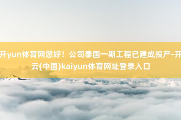 开yun体育网您好！公司泰国一期工程已建成投产-开云(中国)kaiyun体育网址登录入口