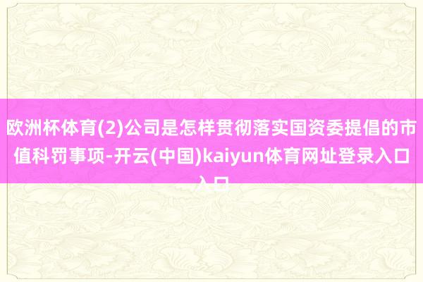 欧洲杯体育(2)公司是怎样贯彻落实国资委提倡的市值科罚事项-开云(中国)kaiyun体育网址登录入口